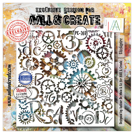 Aall and Create Steamheart Field 6x6 Inch Stencil Clockspire by Autour De Mwa & Co (AALL-PC-269)