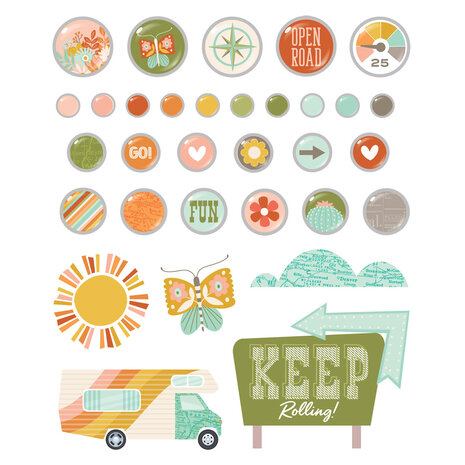 Simple Stories Open Road Decorative Brads (27123)