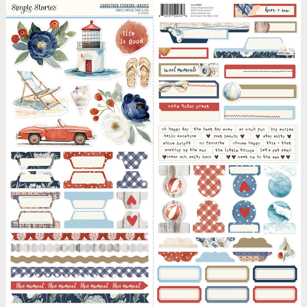 Simple Stories Simple Vintage Sand & Sea Cardstock Stickers Basics (26903)