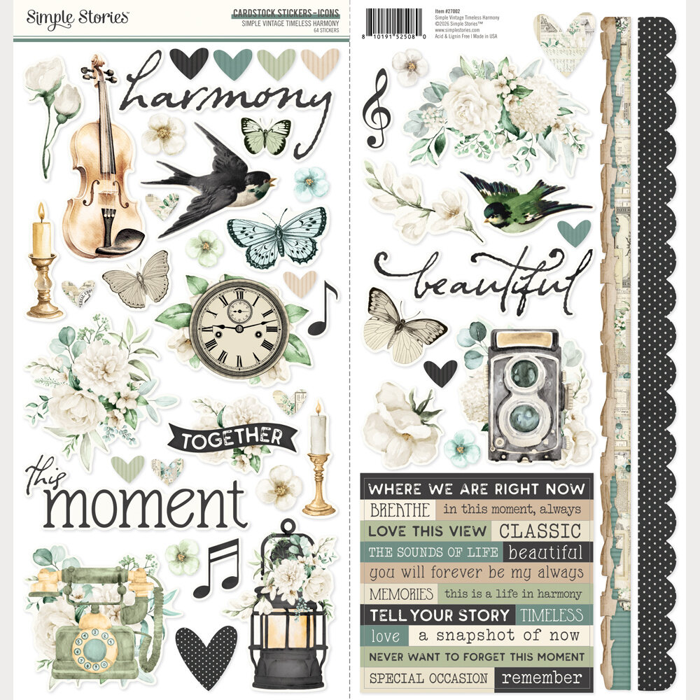 Simple Stories Simple Vintage Timeless Harmony Cardstock Stickers Icons (27002)