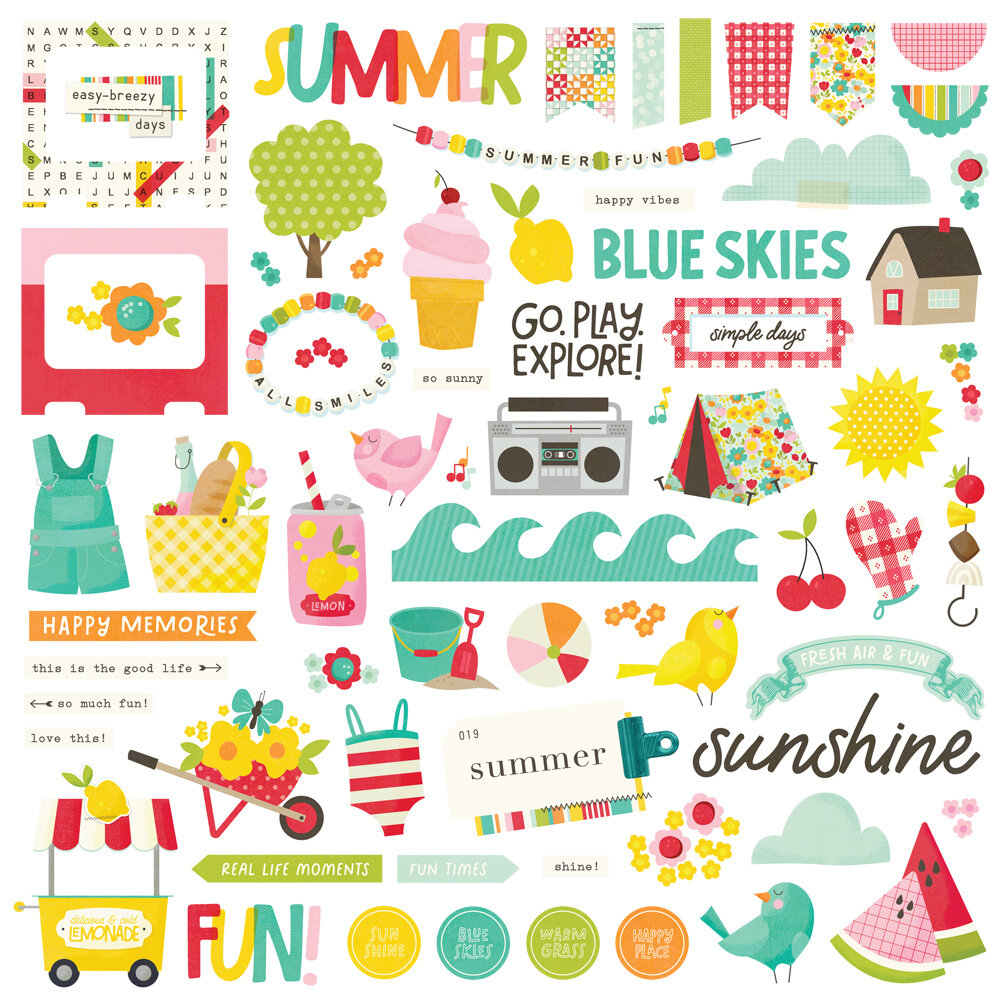 Simple Stories Sweet Summertime Chipboard Pieces (26818)