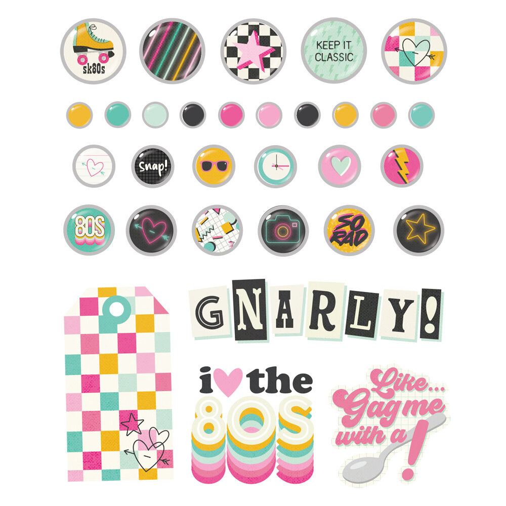 Simple Stories Totally 80's Decorative Brads (26711)