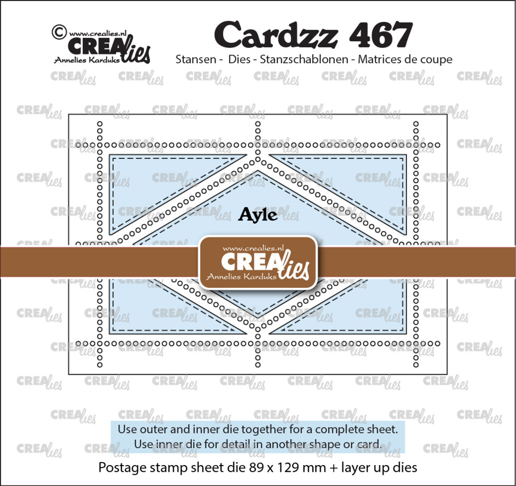 Crealies Cardzz Stansen Postzegelvel Ayle (rechthoek met wyber) (CLCZ467)