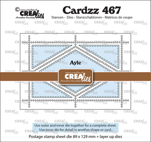 Crealies Cardzz Stansen Postzegelvel Ayle (rechthoek met wyber) (CLCZ467)