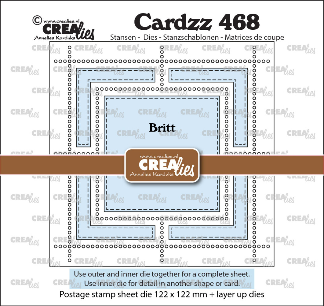 Crealies Cardzz Stansen Postzegelvel Britt (vierkant met vierkant) (CLCZ468)