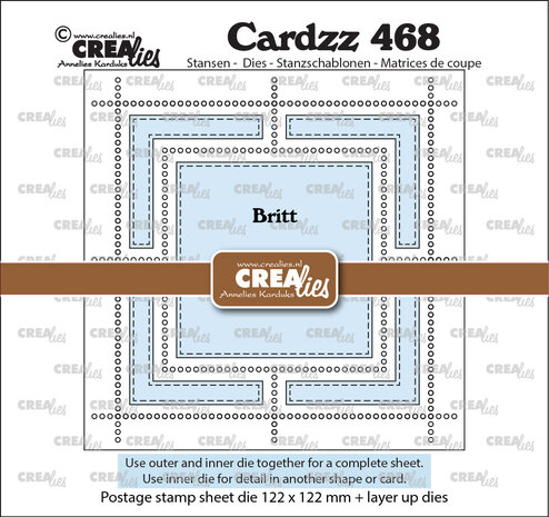 Crealies Cardzz Stansen Postzegelvel Britt (vierkant met vierkant) (CLCZ468)