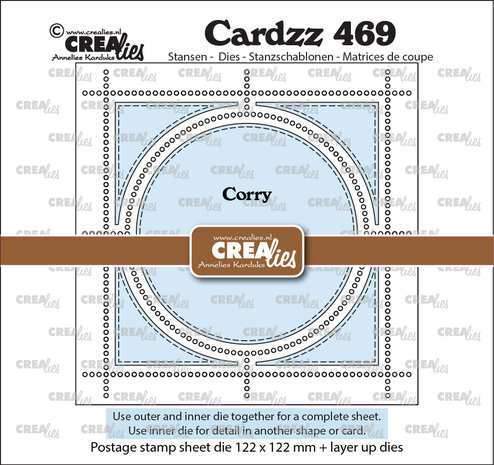Crealies Cardzz Stansen Postzegelvel Corry (vierkant met cirkel) (CLCZ469)