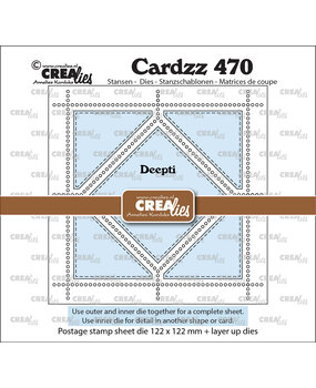Crealies Cardzz Dies Postage Stamp Sheet Deepti (square with twisted square) (CLCZ470)