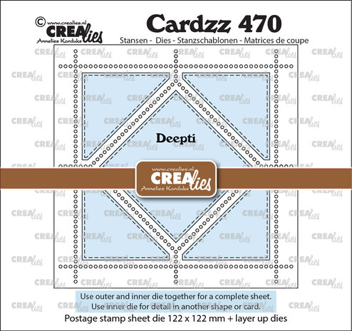 Crealies Cardzz Dies Postage Stamp Sheet Deepti (square with twisted square) (CLCZ470)