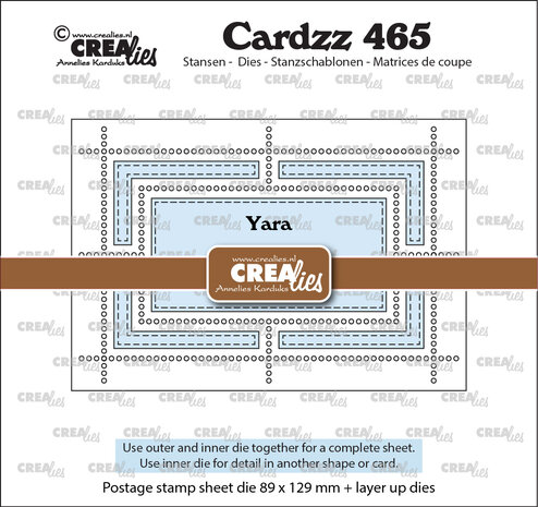 Crealies Cardzz Dies Postage Stamp Sheet Yara (rectangle with rectangle) (CLCZ465)