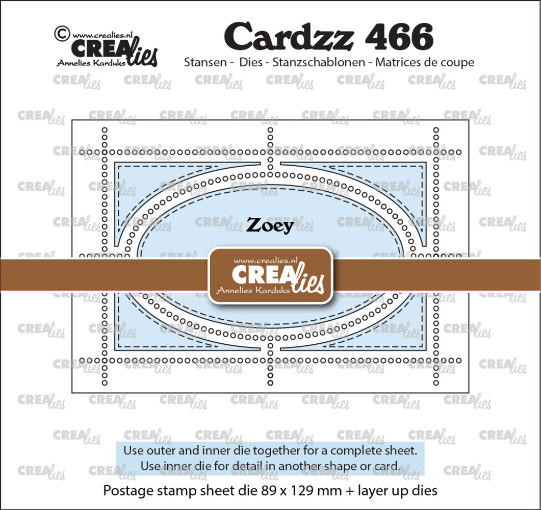 Crealies Cardzz Stansen Postzegelvel Zoey (rechthoek met ovaal) (CLCZ466)
