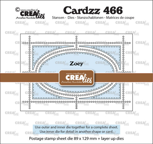 Crealies Cardzz Dies Postage Stamp Sheet Zoey (rectangle with oval) (CLCZ466)