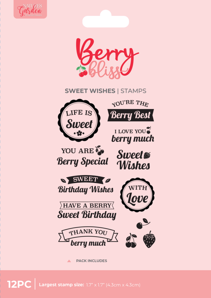 Crafter's Companion Berry Bliss Photopolymer Stamp Sweet Wishes by Nature's Garden (NG-BB-STP-SWWI) Crafter's Companion Berry Bliss Photopolymer Stamp Sweet Wishes by Nature's Garden (NG-BB-STP-SWWI)