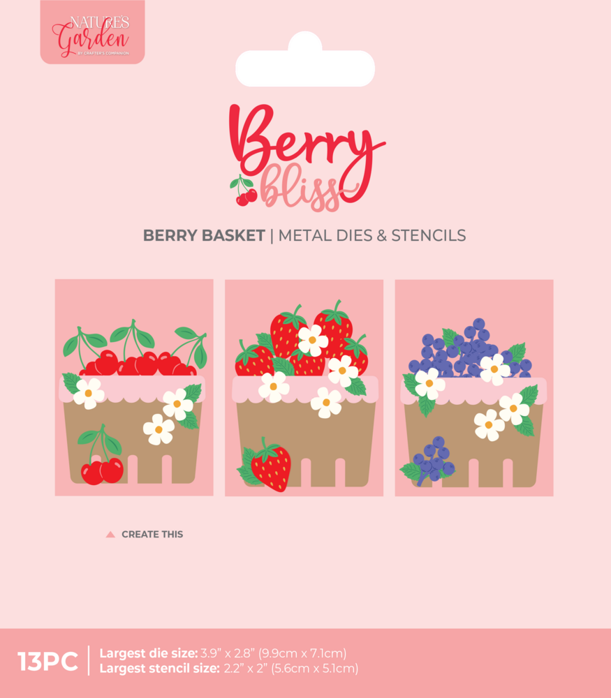 Crafter's Companion Berry Bliss Metal Die & Stencil Berry Basket by Nature's Garden (NG-BB-MD-STEN-BEBA) Crafter's Companion Berry Bliss Metal Die & Stencil Berry Basket by Nature's Garden (NG-BB-MD-STEN-BEBA)