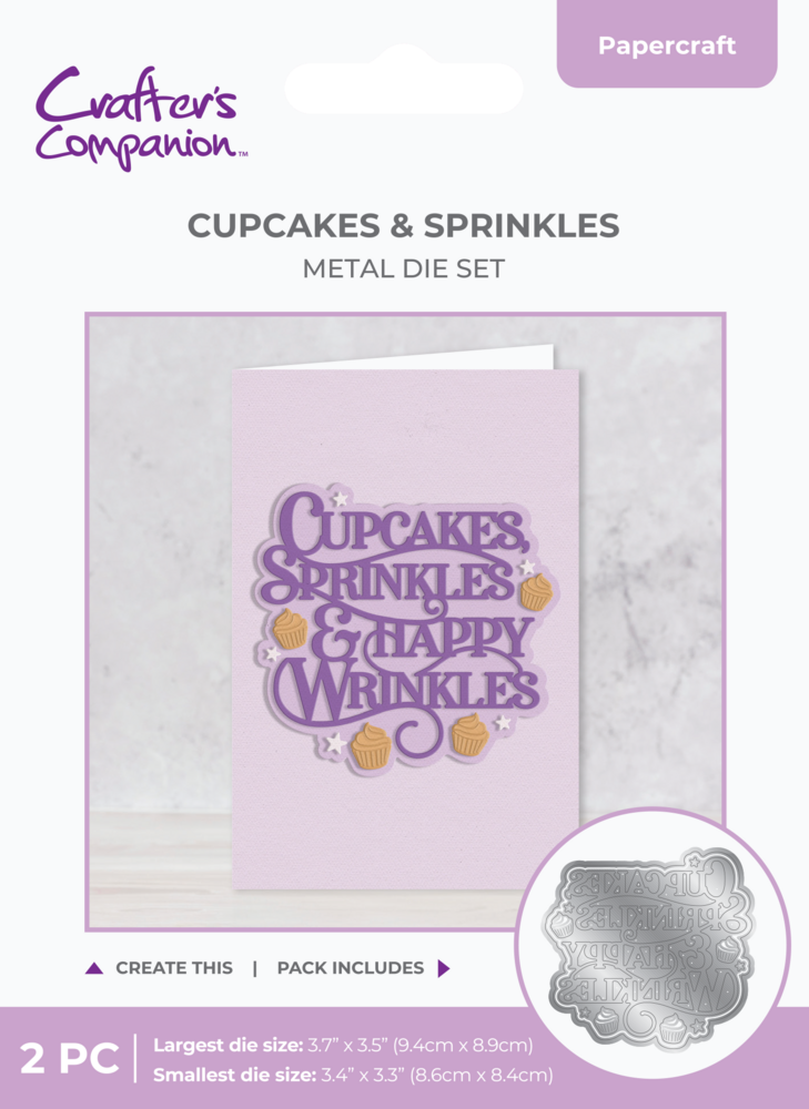 Crafter's Companion Large Sentiment Dies Cupcakes & Sprinkles (CC-MD-CUP-SRIN) Crafter's Companion Large Sentiment Dies Cupcakes & Sprinkles (CC-MD-CUP-SRIN)