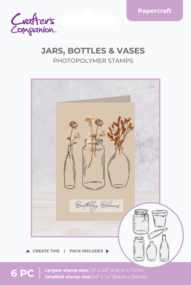 Crafter's Companion Flower Press Photopolymer Stamp Jars, Bottles & Vases (CC-STP-JBV) Crafter's Companion Flower Press Photopolymer Stamp Jars, Bottles & Vases (CC-STP-JBV)