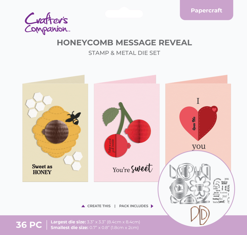 Crafter's Companion Honeycomb Die & Stamp Message Reveal (CC-STD-HCOMB-MR) Crafter's Companion Honeycomb Die & Stamp Message Reveal (CC-STD-HCOMB-MR)