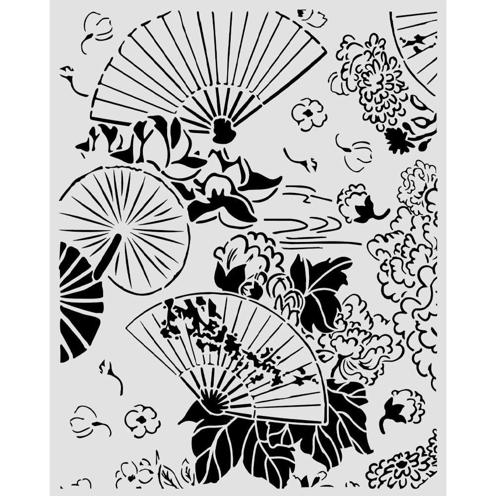 Stamperia Oriental Garden Thick Stencils 20x25cm Fans (KSTD213) Stamperia Oriental Garden Thick Stencils 20x25cm Fans (KSTD213)