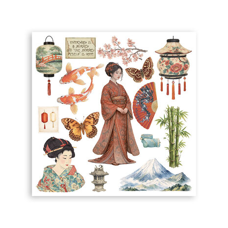 Stamperia Oriental Garden Rub-On 15,5x15,5cm Assortment (6pcs) (DFLRBX19)