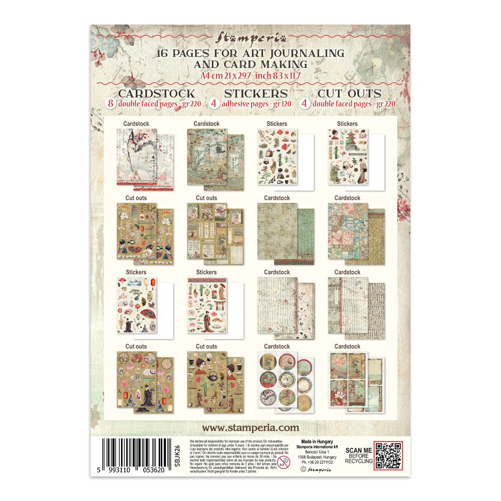 Stamperia Oriental Garden Junk Journal Stickers, Backgrounds, Cut-Outs (SBJK26) Stamperia Oriental Garden Junk Journal Stickers, Backgrounds, Cut-Outs (SBJK26)