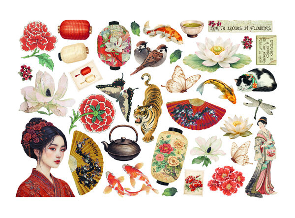 Stamperia Oriental Garden Ephemera (DFLCT87) Stamperia Oriental Garden Ephemera (DFLCT87)