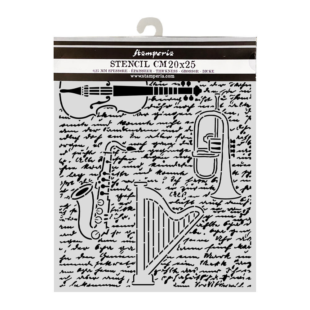 Stamperia Symphony Thick Stencils 20x25cm Violin, Trumpet, Harp by Sara Alcobendas (KSTD212) Stamperia Symphony Thick Stencils 20x25cm Violin, Trumpet, Harp by Sara Alcobendas (KSTD212)