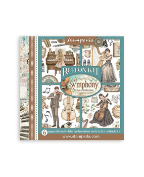Stamperia Symphony Rub-On 15,5x15,5cm Assortment (6pcs) by Sara Alcobendas (DFLRBX16)