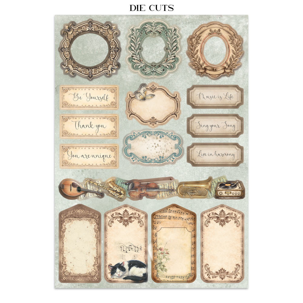 Stamperia Symphony Junk Journal Stickers, Backgrounds, Cut-Outs by Sara Alcobendas (SBJK24) Stamperia Symphony Junk Journal Stickers, Backgrounds, Cut-Outs by Sara Alcobendas (SBJK24)