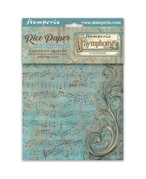 Stamperia Symphony A6 Rice Paper Backgrounds Selection (8pcs) by Sara Alcobendas (DFSAK6055)
