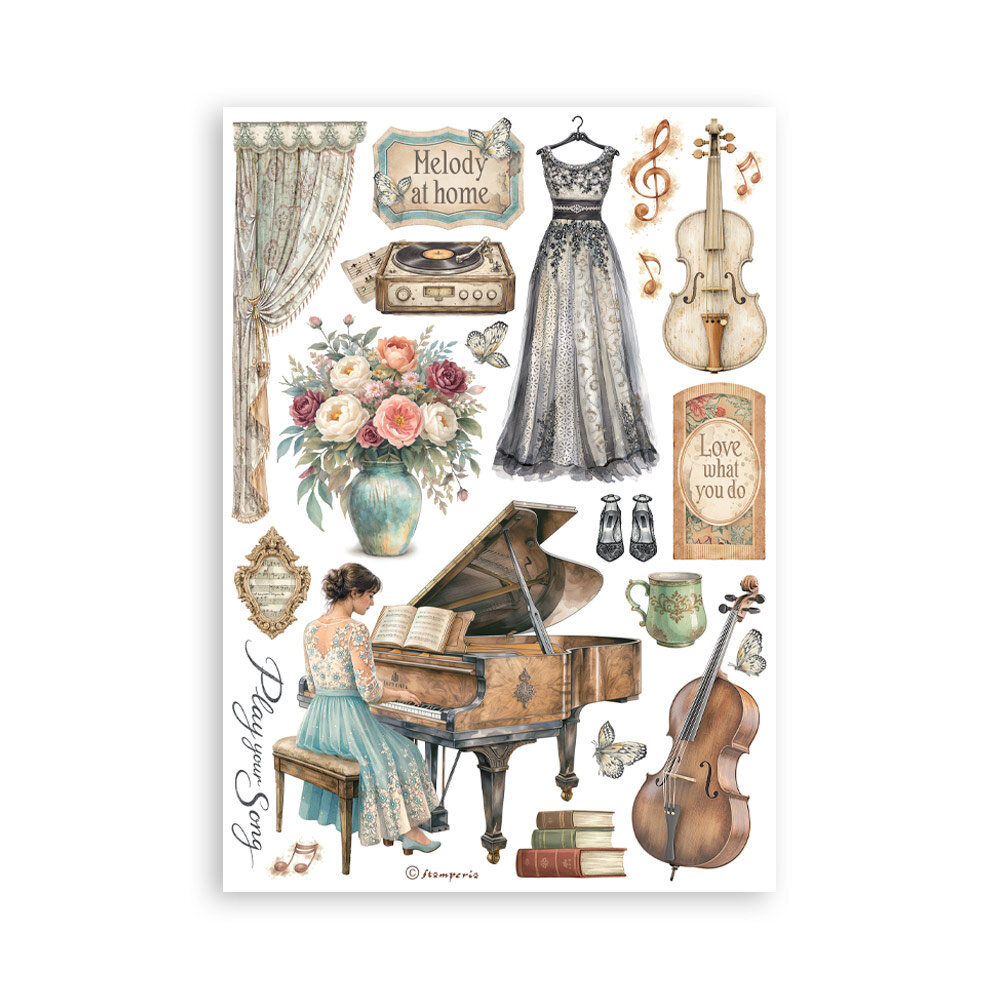 Stamperia Symphony A5 Washi Pad (8pcs) by Sara Alcobendas (SBW34)