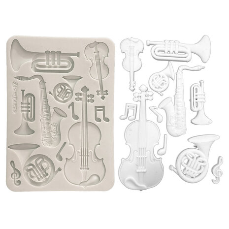 Stamperia Symphony A4 Silicon Mould Musical Instruments by Sara Alcobendas (KACMA615)