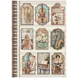 Stamperia Symphony A4 Rice Paper Tags (6pcs) by Sara Alcobendas (DFSA41126)