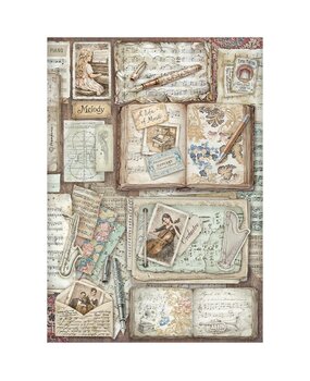 Stamperia Symphony A4 Rice Paper Letters and Books (6pcs) by Sara Alcobendas (DFSA41128)