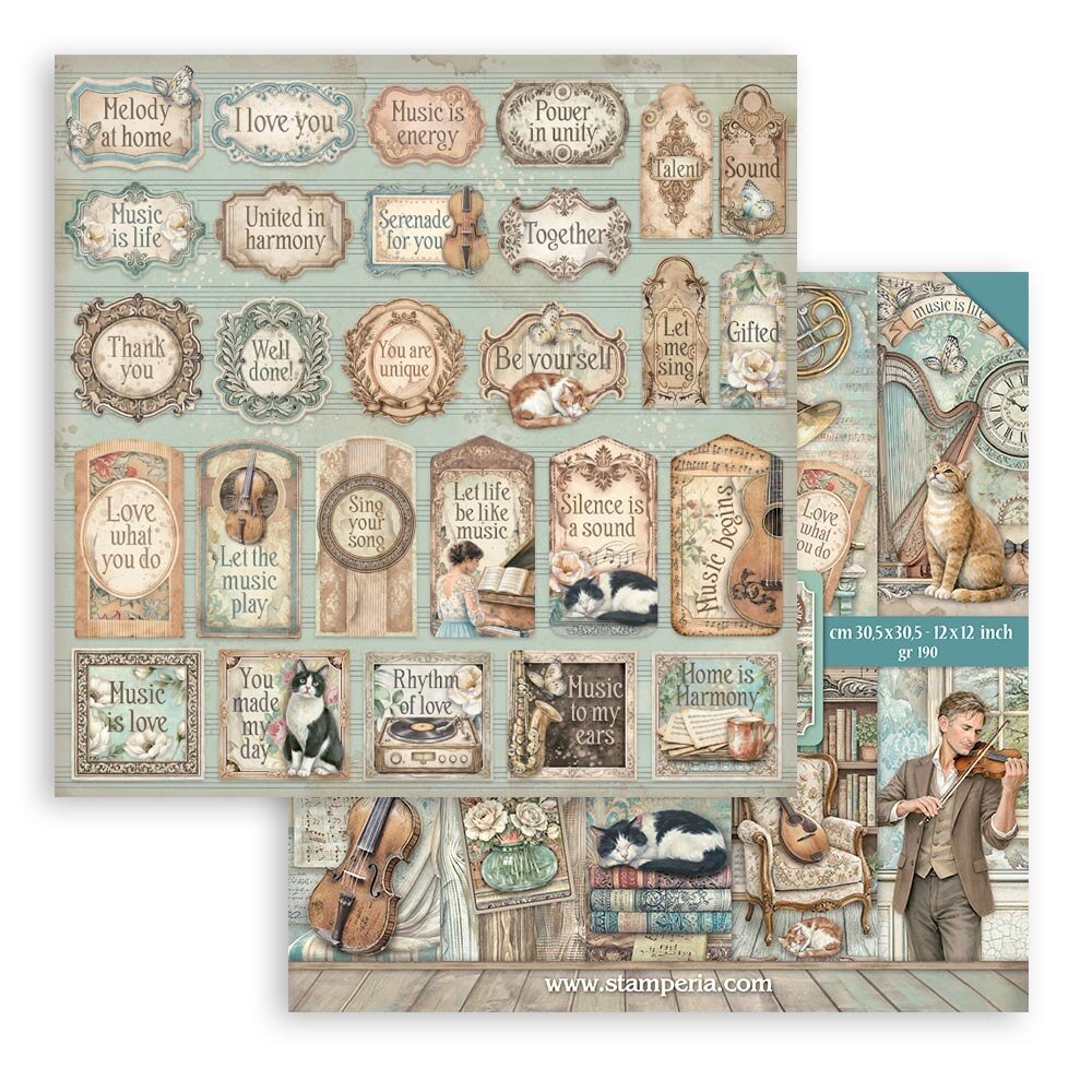 Stamperia Symphony 12x12 Inch Paper Pack by Sara Alcobendas (SBBL188) Stamperia Symphony 12x12 Inch Paper Pack by Sara Alcobendas (SBBL188)