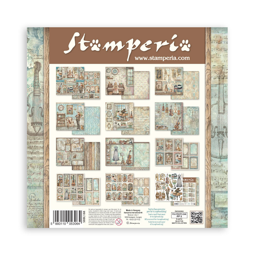 Stamperia Symphony 12x12 Inch Paper Pack by Sara Alcobendas (SBBL188) Stamperia Symphony 12x12 Inch Paper Pack by Sara Alcobendas (SBBL188)