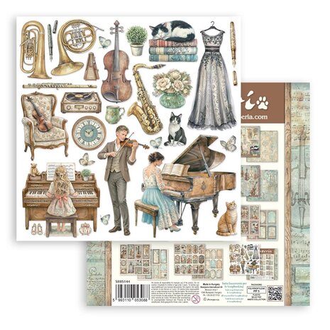 Stamperia Symphony 8x8 Inch Paper Pack by Sara Alcobendas (SBBS144) Stamperia Symphony 8x8 Inch Paper Pack by Sara Alcobendas (SBBS144)