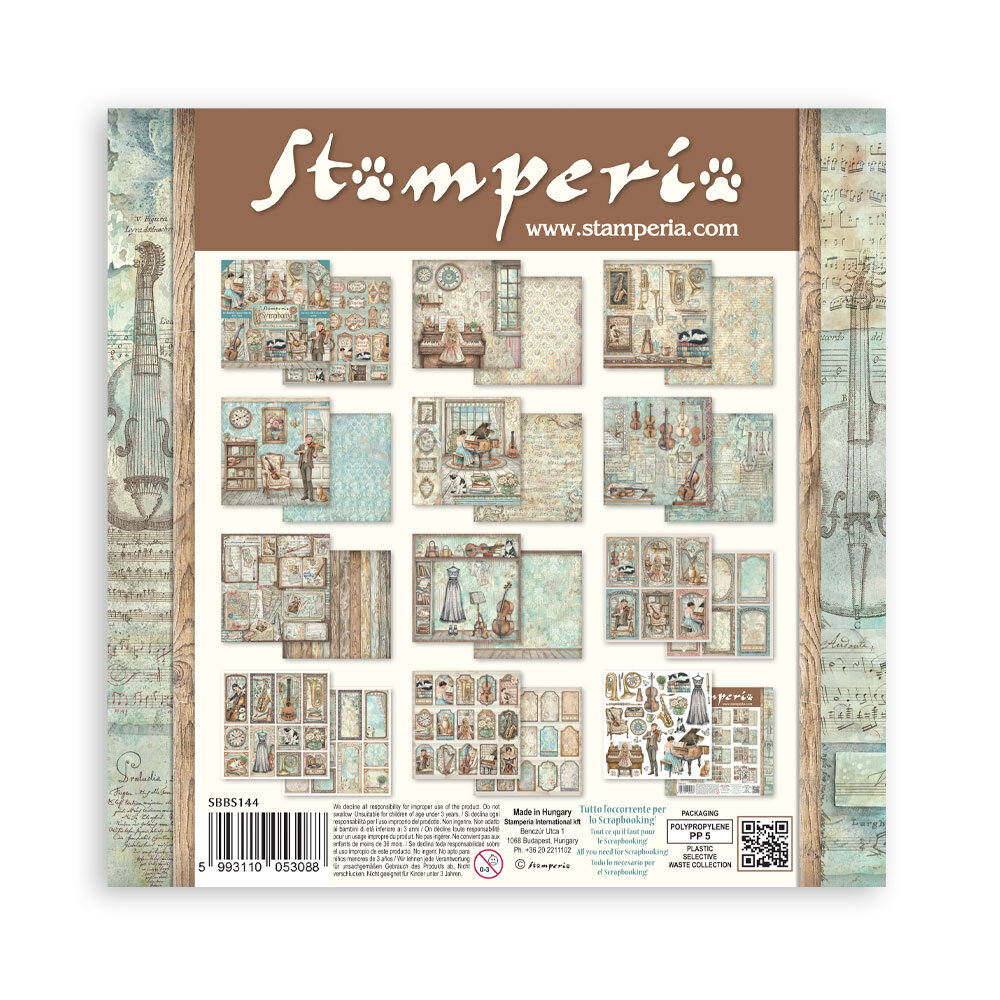 Stamperia Symphony 8x8 Inch Paper Pack by Sara Alcobendas (SBBS144) Stamperia Symphony 8x8 Inch Paper Pack by Sara Alcobendas (SBBS144)