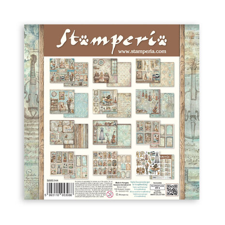 Stamperia Symphony 8x8 Inch Paper Pack by Sara Alcobendas (SBBS144) Stamperia Symphony 8x8 Inch Paper Pack by Sara Alcobendas (SBBS144)