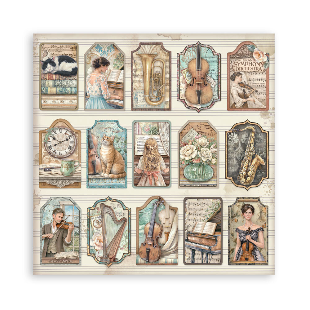 Stamperia Symphony 8x8 Inch Paper Pack (Single Face) by Sara Alcobendas (SBBSXB26) Stamperia Symphony 8x8 Inch Paper Pack (Single Face) by Sara Alcobendas (SBBSXB26)