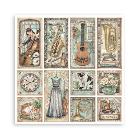 Stamperia Symphony 8x8 Inch Paper Pack (Single Face) by Sara Alcobendas (SBBSXB26) Stamperia Symphony 8x8 Inch Paper Pack (Single Face) by Sara Alcobendas (SBBSXB26)