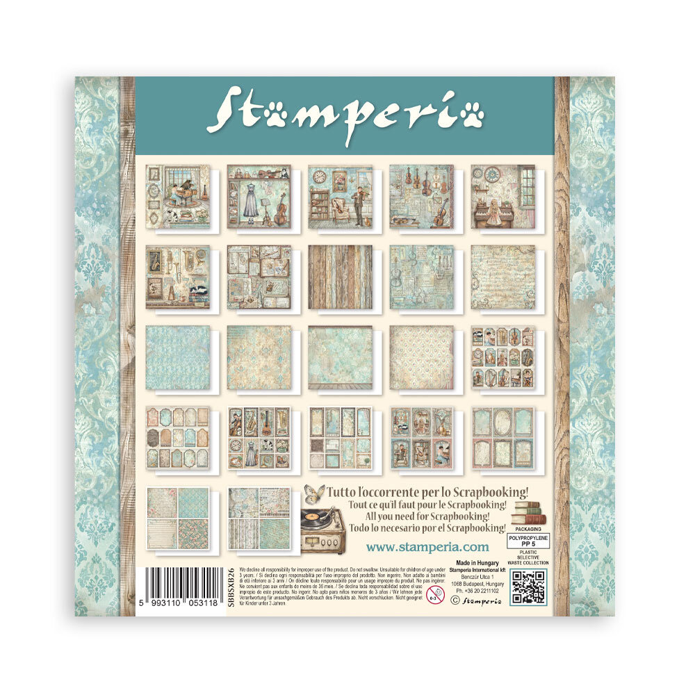 Stamperia Symphony 8x8 Inch Paper Pack (Single Face) by Sara Alcobendas (SBBSXB26) Stamperia Symphony 8x8 Inch Paper Pack (Single Face) by Sara Alcobendas (SBBSXB26)