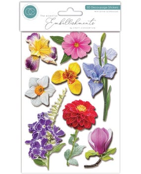 Craft Consortium 3D Decoupage Stickers Flowers (CESTK007)
