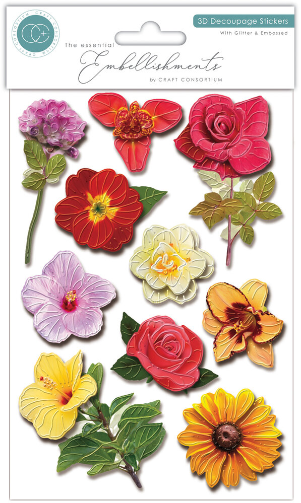 Craft Consortium 3D Decoupage Stickers Flowers (CESTK006) Craft Consortium 3D Decoupage Stickers Flowers (CESTK006)