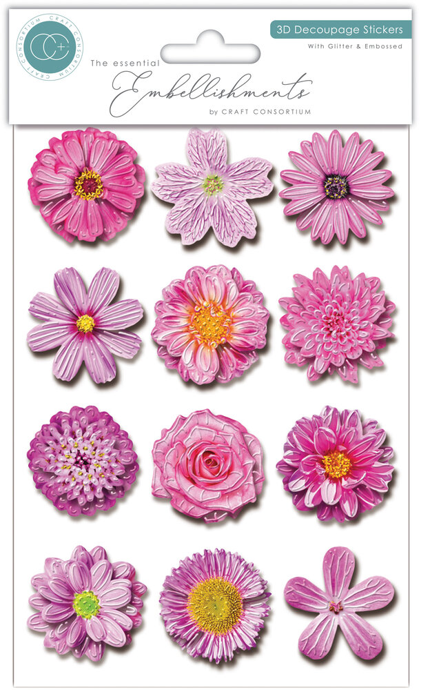 Craft Consortium 3D Decoupage Stickers Flowers (CESTK003) Craft Consortium 3D Decoupage Stickers Flowers (CESTK003)