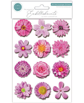 Craft Consortium 3D Decoupage Stickers Flowers (CESTK003) Craft Consortium 3D Decoupage Stickers Flowers (CESTK003)