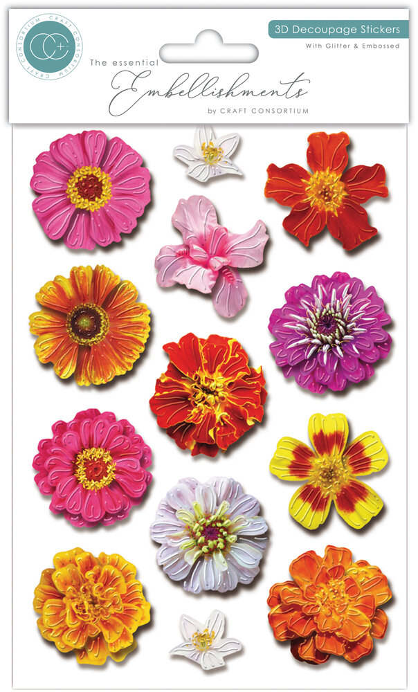 Craft Consortium 3D Decoupage Stickers Flowers (CESTK002)