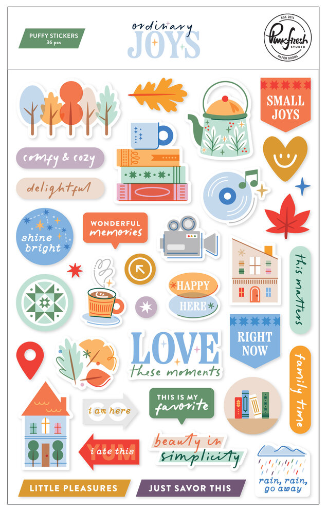 Pinkfresh Studio Ordinary Joys Puffy Stickers by Geralyn Sy (302326) Pinkfresh Studio Ordinary Joys Puffy Stickers by Geralyn Sy (302326)