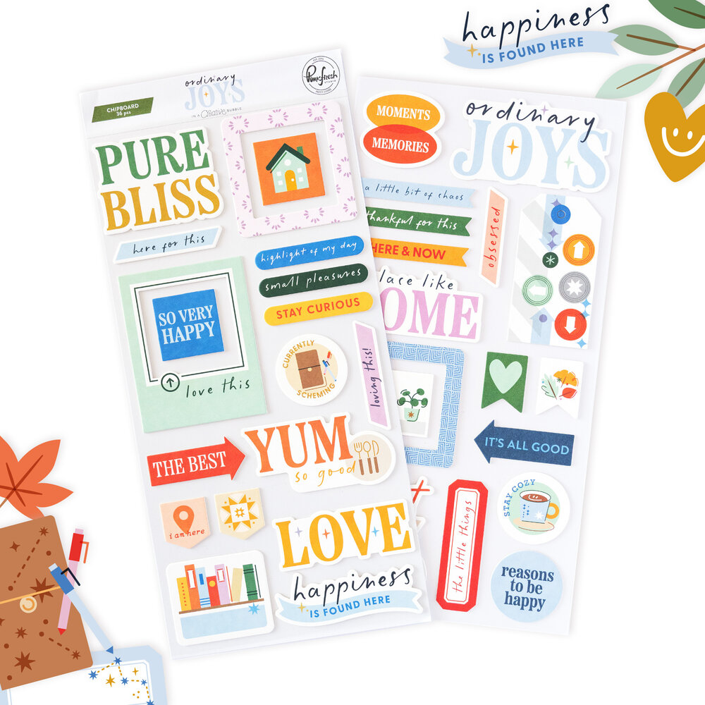 Pinkfresh Studio Ordinary Joys Chipboard Phrase Stickers by Geralyn Sy (302626) Pinkfresh Studio Ordinary Joys Chipboard Phrase Stickers by Geralyn Sy (302626)