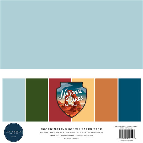 Carta Bella National Parks No. 2 12x12 Inch Coordination Solids Paper Pack (CBNT504015) Carta Bella National Parks No. 2 12x12 Inch Coordination Solids Paper Pack (CBNT504015)
