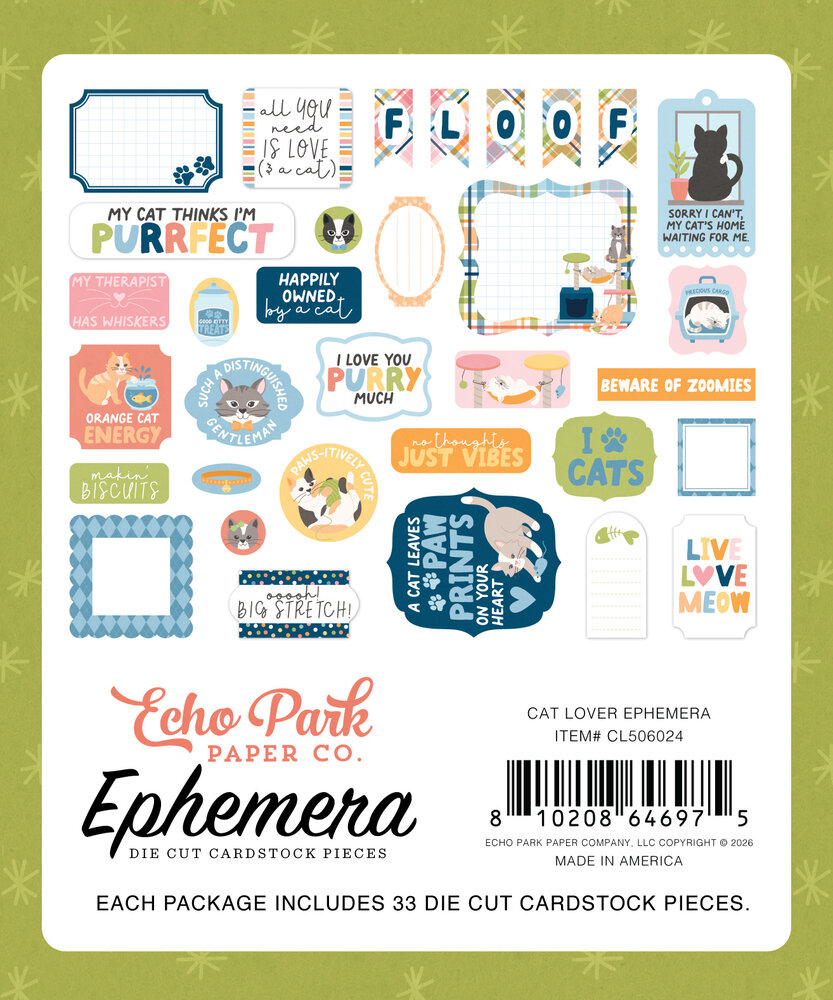 Echo Park Cat Lover Ephemera (CL506024) Echo Park Cat Lover Ephemera (CL506024)